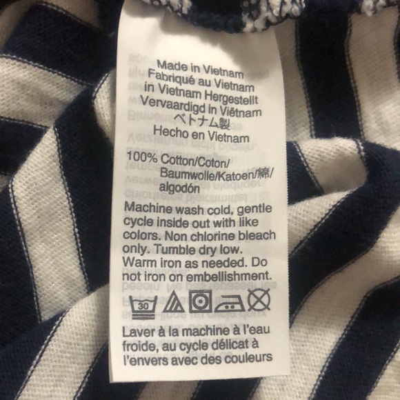 J. Crew Collector Tees navy and white stripe t-shirt pink flamingo, Large - Picture 8 of 9